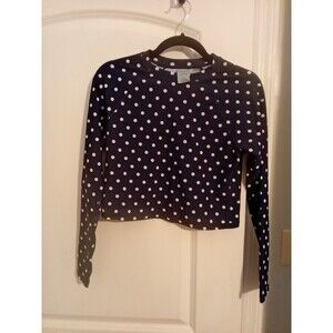 Women's Cropped Polka Dot Long Sleeve Rash Guard - Shade & Shore Navy Blue